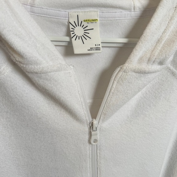 Aerie Offline Soft Terry Towel White Zip-Up Oversized Hoodie size S - Picture 3 of 7
